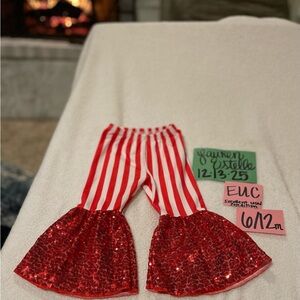 Red Striped Sequin Flare Kids Pants